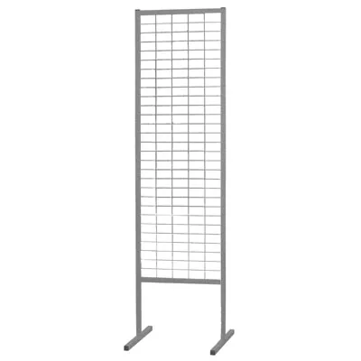 Grille d'exposition sur pied 50 x 180 cm Acier - Présentoir grille - Gris Martelé - Présentoirs grilles