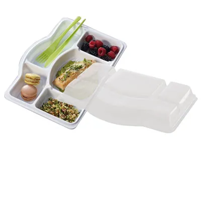 Couvercle pour plateau repas 33 x 23,3 x 3,7 cm plastique - Lot de 25 - Boîtes repas jetables, Plateaux compartimentés-3