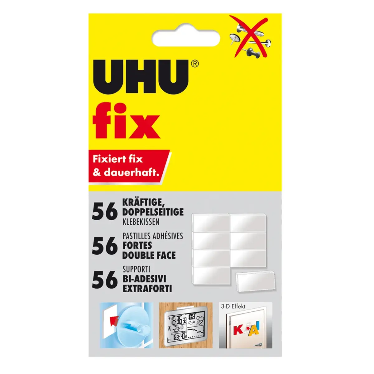 Pastilles adhésives prédécoupées et repositionnables Fix UHU - Blanches - Étui de 50 pastilles - Rubans adhésif, Double face, Patafix