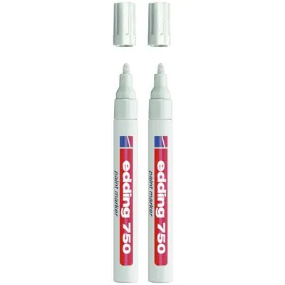 Marqueur peinture Edding e-750 Alu - Pointe ogive 2-4 mm - Blanc - Par 2 - Marqueurs, Feutres craies