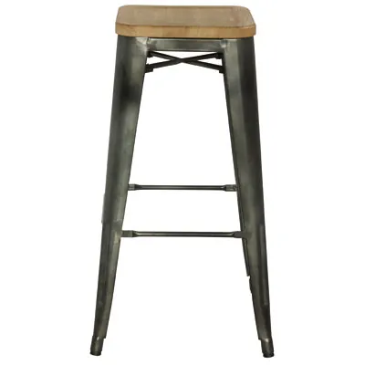 Tabouret métal haut assise bois - Tabourets-2