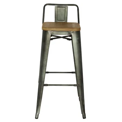 Tabouret métal haut assise bois - Tabourets-2