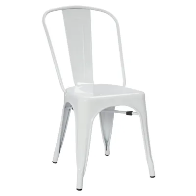 Chaise industrielle, chaise bistrot empilable en métal blanc laqué 43 x 46 x 85 cm  - Chaises d'intérieur