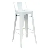 Tabouret haut en métal avec dossier blanc laqué 43,5 x 43,5 x 94 cm - Déstockage
