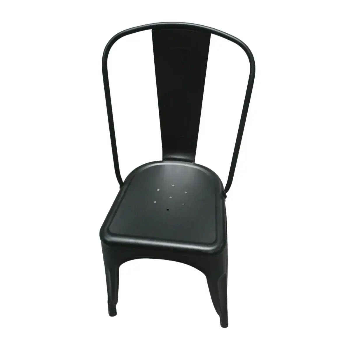 Chaise Bistrot Industrielle en Métal Noir Mat – Empilable et Robuste - Usage Pro CHR - Chaises d'intérieur-2