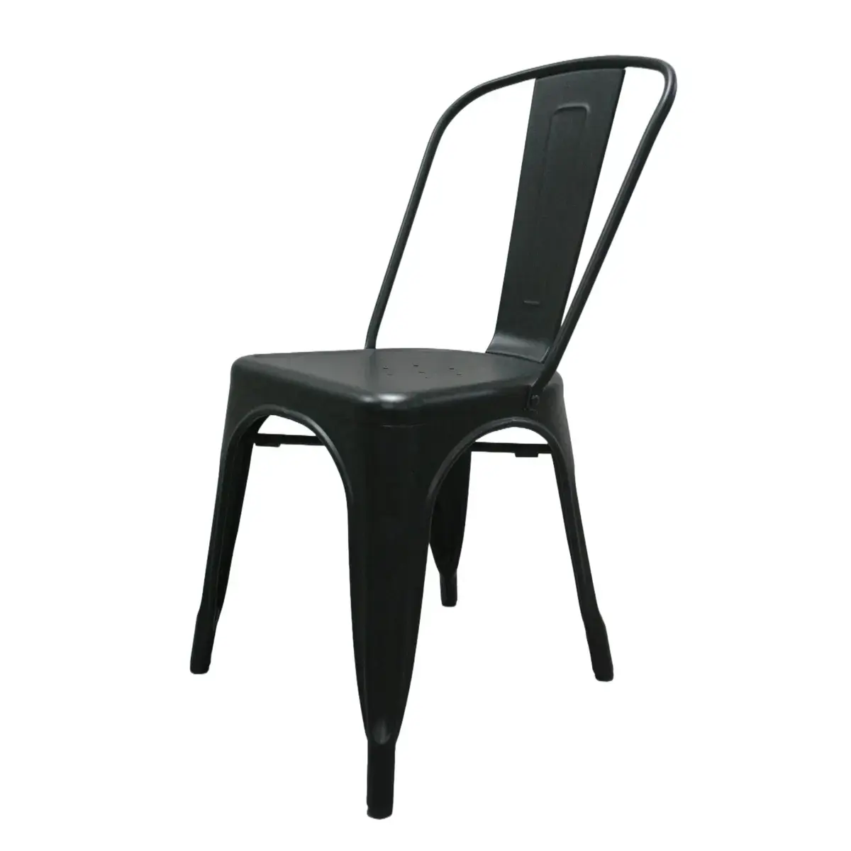 Chaise Bistrot Industrielle en Métal Noir Mat – Empilable et Robuste - Usage Pro CHR - Chaises d'intérieur-3