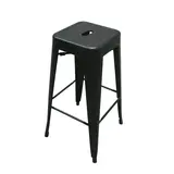 Tabouret de bar industriel empilable en métal noir H77cm – Assise avec passe-main - Tabourets