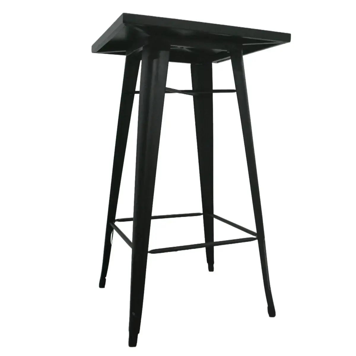 Mange-debout industriel carré métal noir 60x60cm – Table haute CHR H105cm avec repose-pieds - Tables-3