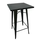Mange-debout industriel carré métal noir 60x60cm – Table haute CHR H105cm avec repose-pieds - Tables