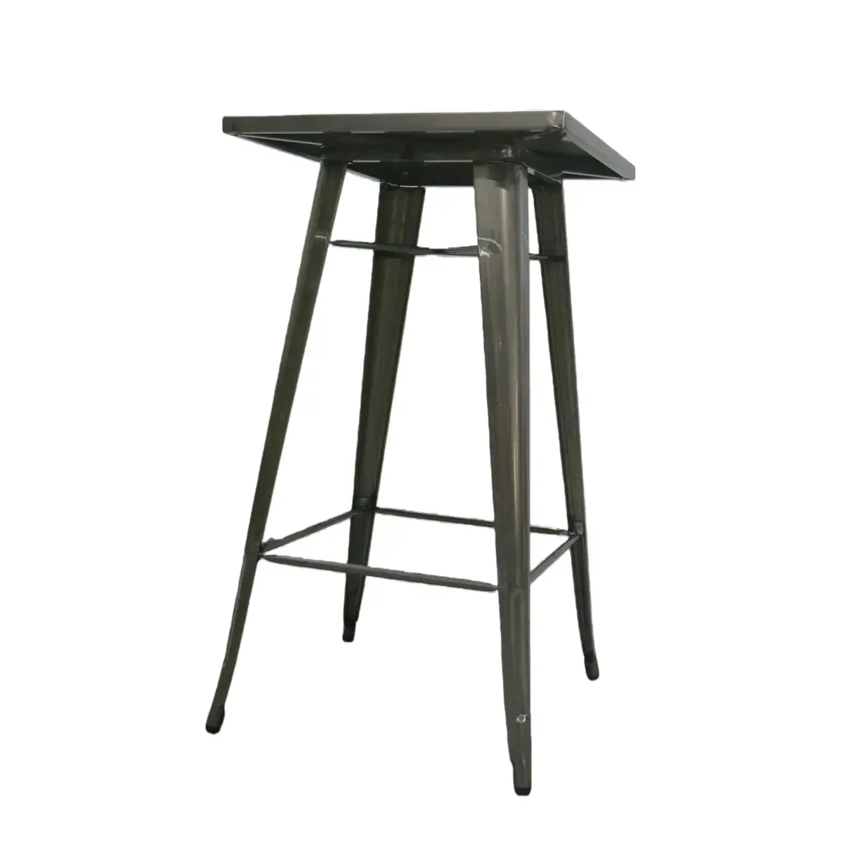 Mange-debout industriel carré métal Vernis Clair 60x60cm – Table haute CHR H105cm avec repose-pieds - Tables-2