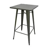 Mange-debout industriel carré métal Vernis Clair 60x60cm – Table haute CHR H105cm avec repose-pieds - Tables