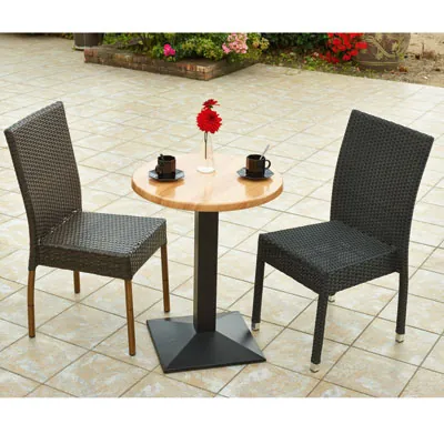 Chaise de terrasse tressée sans accoudoir polypropylène, marron - Chaises de terrasse-2