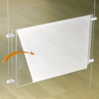 Porte-visuel A3 horizontal plexi transparent 42 x 29,7 cm - Porte-affiche A3 paysage - Câbles et cimaises