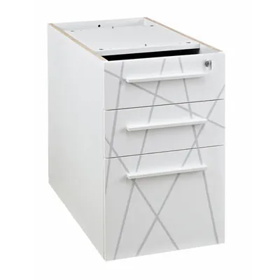 Caisson hauteur de bureau Sunday 3 tiroirs avec système anti basculement 42 x 60 x H 71 cm - Blanc Graphic - Caissons de bureau, Armoires de bureau