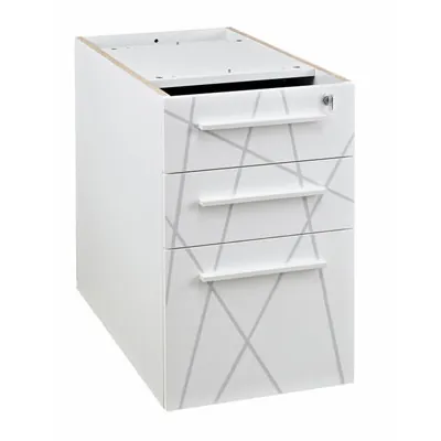 Caisson hauteur de bureau Sunday 3 tiroirs avec système anti basculement 42 x 60 x H 71 cm - Blanc Graphic - Caissons de bureau, Armoires de bureau