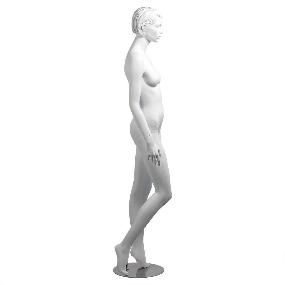 Mannequin femme, cheveux sculptés, bras long du corps H 178 cm Fibre de verre - Blanc - Mannequins femmes-2