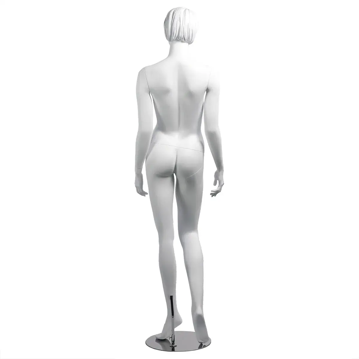 Mannequin femme, cheveux sculptés, bras long du corps H 178 cm Fibre de verre - Blanc - Mannequins femmes-3
