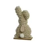 Lapin de Pâques sur socle bois 11,8 x 23 cm Beige - Déco de Pâques - Accessoires et Objets déco