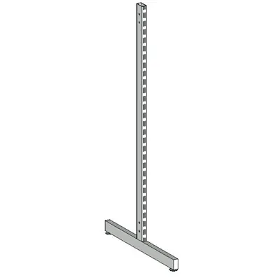 Piètement 2 faces double perforation gondole centrale L Ligne Store Blanc H.141cm – Section 30x60mm – Pas de 50mm - Ligne Store blanc pas de 50 mm