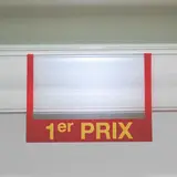 Stop rayon frontal rouge / jaune 1er Prix pour réglette porte-étiquette L 77 x H 63 mm - Lot de 10 - Réglettes porte-étiquettes pour tablettes