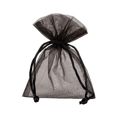 Pochette organza noir 7,5 x 10 cm - Paquet de 10 - Pochettes organza
