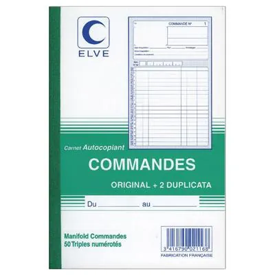 Bon de commande, tripli - Carnets de commandes, Carnets de livraisons