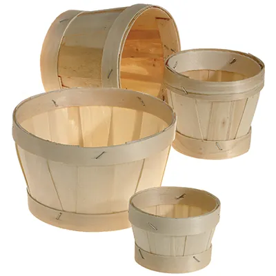 Panier bois rond ø 8,5 x H 8 cm - Bourriche bois - Corbeille bois - Lot de 30 - Barquettes bois, Cagettes bois, Paniers bois-2