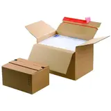 Carton d'expédition à hauteur variable Brun 22,9 x 16,4 x 5/11,5 cm - Boîte carton - Lot de 10 - Cartons d'expédition, Boîtes carton