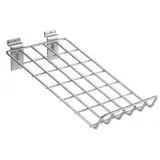 Tablette inclinée fil métal pour panneau rainuré avec rebord 25 x 35 cm chromé - Support incliné - Tablettes pour panneaux rainurés