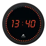 Horloge murale ronde à LED rouges ø 30 cm plastique Alba - Noir - Horloges