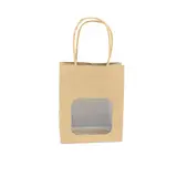 Sac kraft avec fenêtre et poignées torsadées, brun, 11 + 6 x 14 cm, paquet de 20 - Sacs kraft à fenêtre