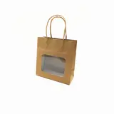Sac kraft avec fenêtre et poignées torsadées, brun, 17,5 + 7,5 x 18,5 cm, paquet de 20 - Sacs kraft à fenêtre