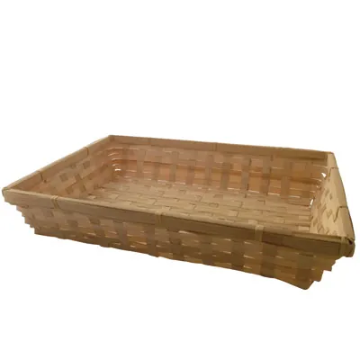 Corbeille bambou rectangulaire naturel 36 x 26 x 7 cm, paquet de 10 - Corbeilles bambou