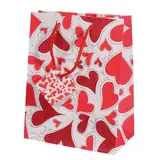 Sac cadeau papier pelliculé coeurs rouges 17,8 x 9,8 x 22,9 cm - Sac Saint Valentin - Lot de 20 - Sacs cadeaux Saint-Valentin, Pochettes cadeaux Saint-Valentin