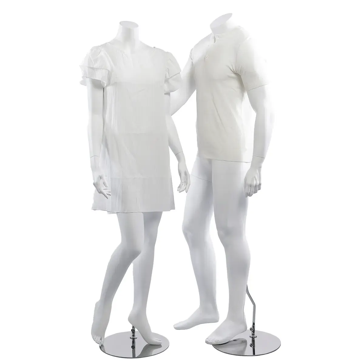 Mannequin femme, sans tête, bras le long du corps H 164 cm Fibre de verre - Blanc - Mannequins femmes-4