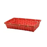 Corbeille bambou rectangulaire rouge 33 x 22 x 3,7 cm, paquet de 10