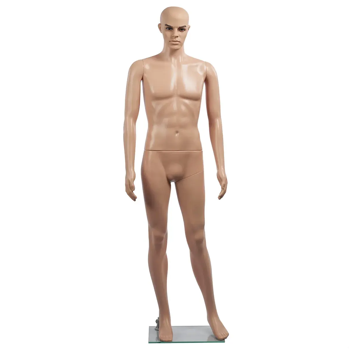 Mannequin homme sans perruque bras le long du corps H 185 cm Plastique - Chair - Mannequins hommes