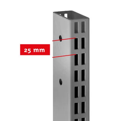 Montant 2 faces double perforation - Ligne Store gris métallisé pas de 25 mm-3
