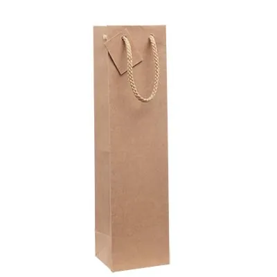 Sac bouteille Luxe kraft brun 10 x 9 x 38 cm 175 g/m² – Sac cadeau bouteille – 1 bouteille - Paquet de 20 - Sacs bouteilles