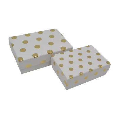 Boîte cadeau cloche rectangulaire blanche à pois dorés 14,5x10x5cm – Paquet de 10 - Boites cloches-3