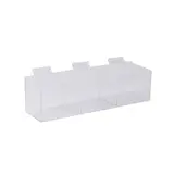 Présentoir plexi 3 compartiments pour panneau rainuré 39 x 10,5 x 10,5 cm - Boîte plexi - Bac plexi - Bacs pour panneaux rainurés
