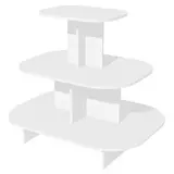 Présentoir 3 niveaux ovale blanc 120 x 90 x 106 cm - Présentoir central - Présentoir pyramide - Podiums de présentation, Présentoirs 3 niveaux