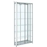 Vitrine d'exposition aluminium fond miroir verre sécurisé 5 tablettes 80 x 20 x 180 cm - Meuble vitrine - Vitrines Aluminium