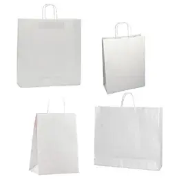 Sacs kraft blanc poignées torsadées