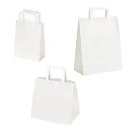 Sacs kraft blanc poignées plates