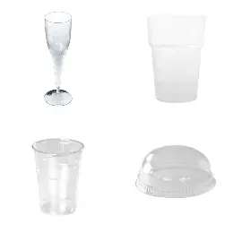 Gobelets plastique, Flûtes plastique, Verres à pied plastique