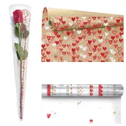 Papiers cadeaux, Films fleuristes et Papiers de soie St Valentin
