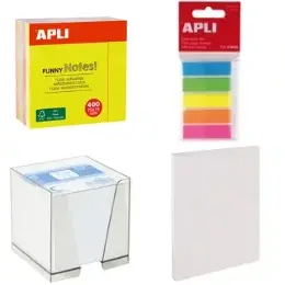 Notes adhésives, Blocs cubes, Fiches Bristol